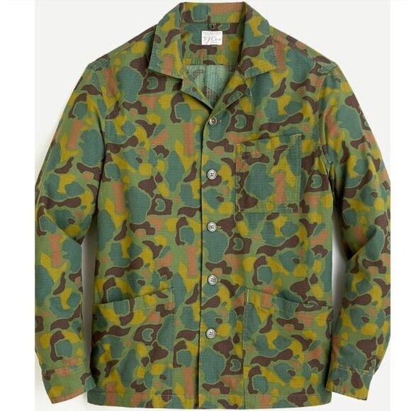 Wallace & Barnes printed camp collar shirt in lightweight ripstop Sz M - Picture 1 of 8